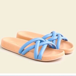J. Crew Pacific Blue Strap Sandals Slide Style